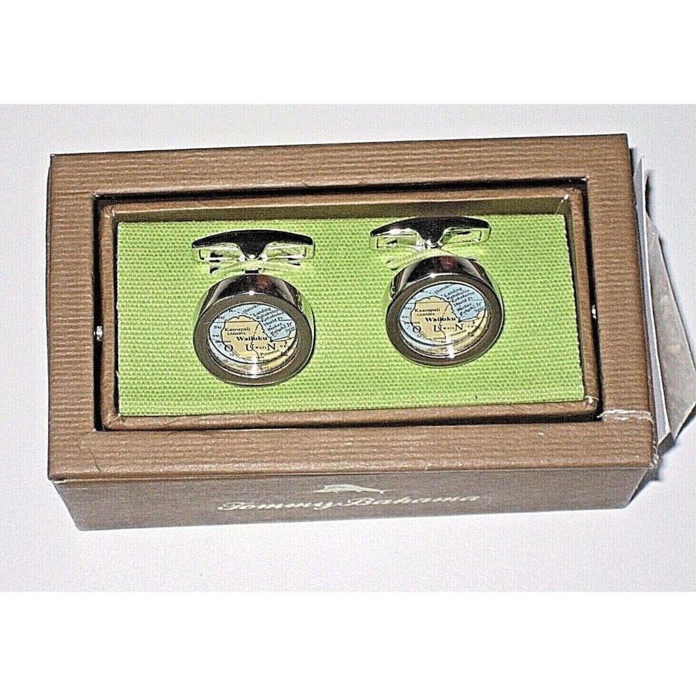 Tommy Bahama Men's Island Map Travel and Sand Novelty Cuff links NIB Free Ship